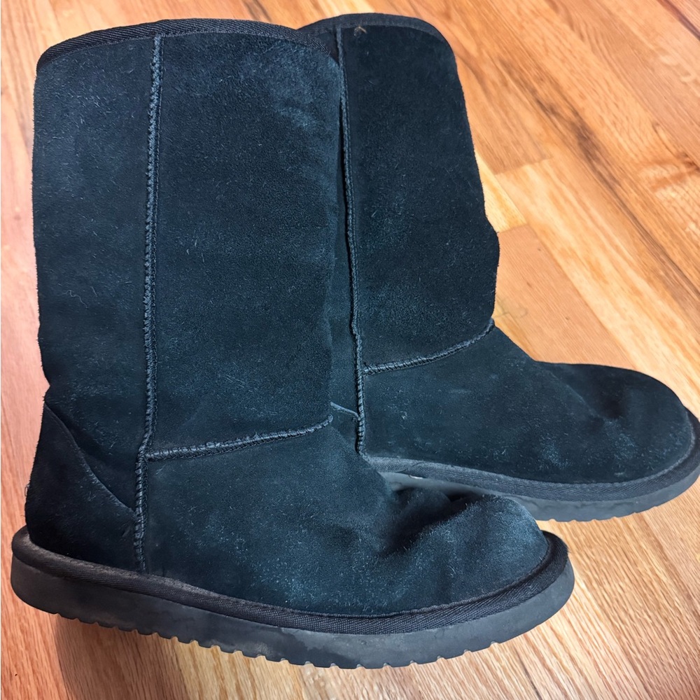 Koolaburra UGG Classic Tall Boots Black Suede Shearling 1017089 Womens Sz 8 US